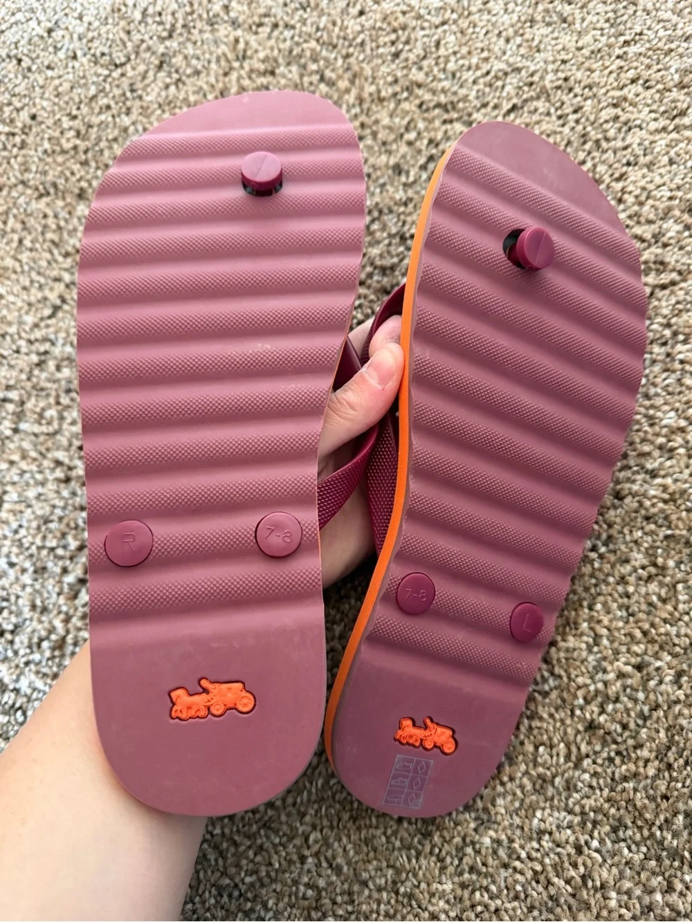 COACH Zak Flip-Flops in Pink Purple Orange Stripe